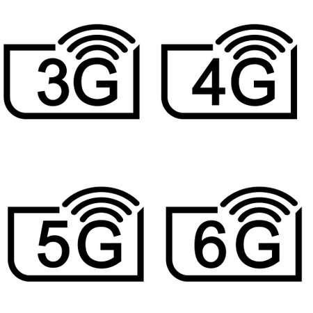 5G internet network vector icon set. UI app icon for 5 G mobile net connection illustration sign collection.のイラスト素材