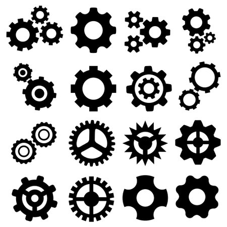 Gear icon vector set. clockwork illustration sign collection. Mechanics symbol.のイラスト素材