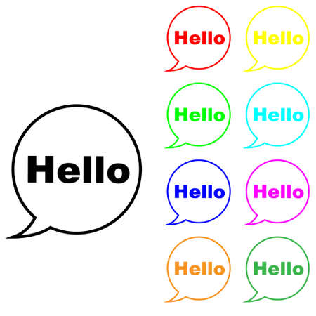 Hello vector icon set. Hi speech bubble illustration sign collection.のイラスト素材