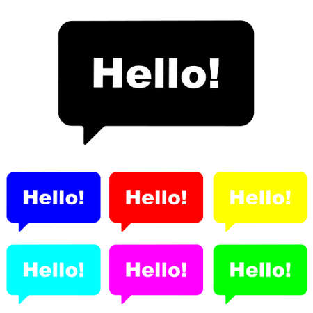 Hello vector icon set. Hi speech bubble illustration sign collection.のイラスト素材