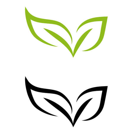 Green plant and leave icons set vector. Green plant vector icon illustration.のイラスト素材