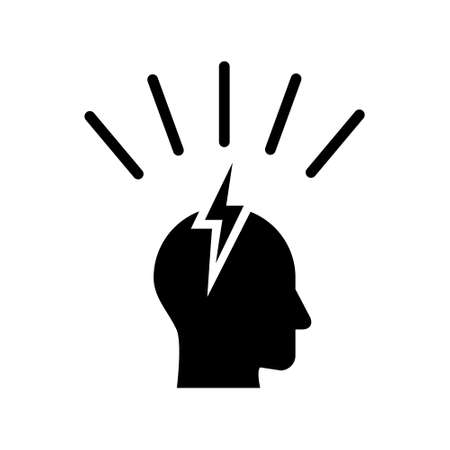 Lightning in the head icon. Outline lightning in the head vector icon for web design isolated on white backgroundのイラスト素材
