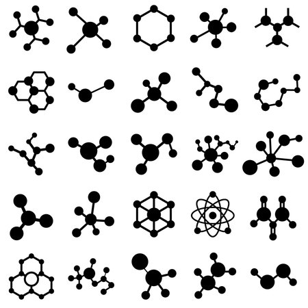 Molecule Icon vector set isolated on white background. chemistry illustration sign collection. scientific symbol.のイラスト素材