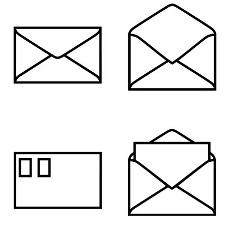 Mail linear icons, open and closed envelopes, e-mail symbol.のイラスト素材
