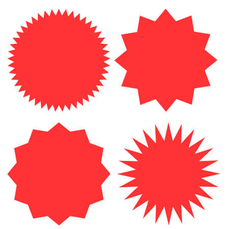 Sunburst icons vector set. Starburst badges icon. Price sticker illustration. Design elements for promo, adds and offers.のイラスト素材