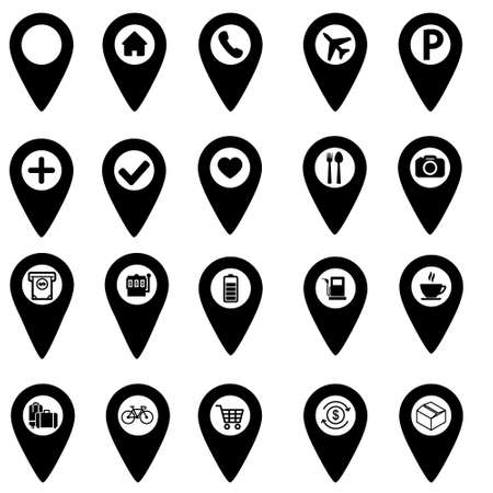 Map pin vector icons set. Pin icon. Location illustration symbol collection. locate sign or logo.のイラスト素材