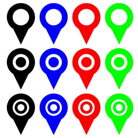 Map pin vector icons set. Pin icon. Location illustration symbol collection. locate sign or logo.のイラスト素材