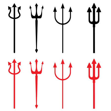 Trident devil icon vector set. pitchfork illustration sign collection. hell symbol.のイラスト素材