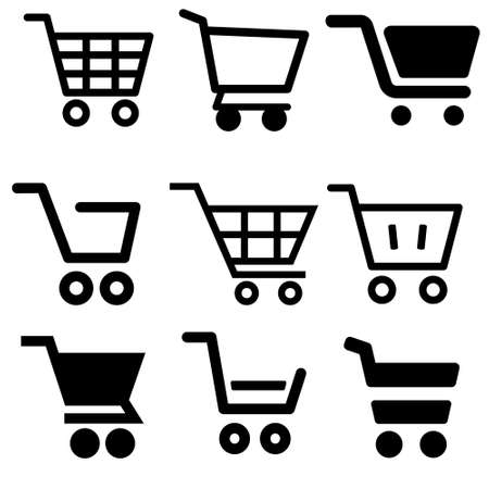 Shop carts icon vector set. basket illustration sign collection. buy symbol.のイラスト素材