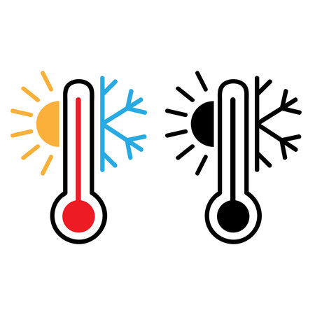 Temperature vector icon cet. hot and cold climate illustration sign collection. thermometer symbol.