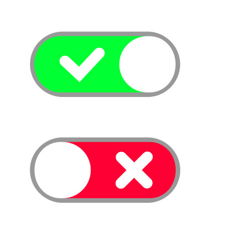 Toggle button switch off or turn on slider icons for vector flat web. UI toggle button icon, vector illustrationのイラスト素材