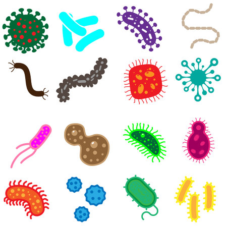 Bacteria icons vector set. bacteria illustration sign collection. microbe symbol.のイラスト素材