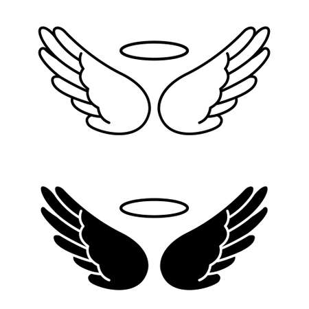Angel wings icon vector set. fly illustration sign collection. pilot symbol.のイラスト素材
