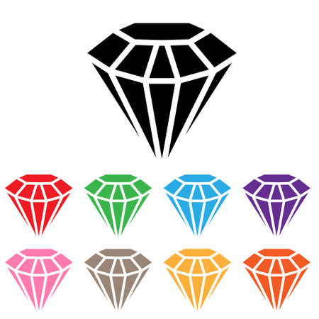Diamond icon vector set. Jewelry illustration sign collection. Gem stone symbol.のイラスト素材