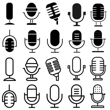 Microphone icon vector set. Mic illustration sign collection. Karaoke symbol.のイラスト素材