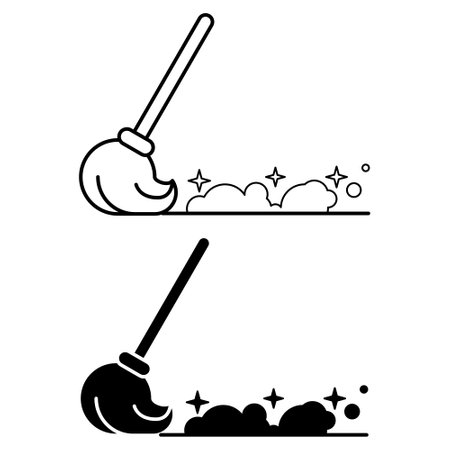 Sweeping broom icon vector set. cleaning illustration sign collection. dust symbol.のイラスト素材