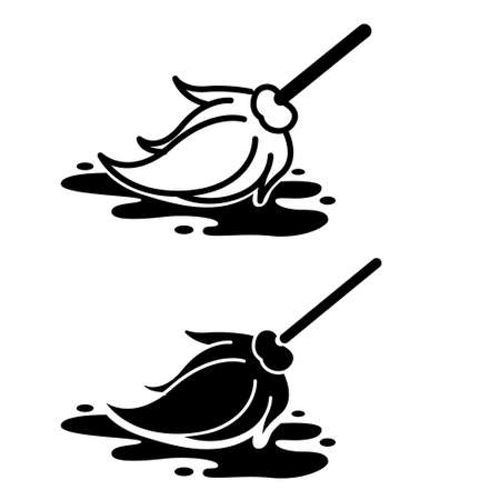 Sweeping broom icon vector set. cleaning illustration sign collection. dust symbol.のイラスト素材