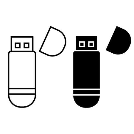 Usb icon vector set. flash drive illustration sign collection. storage symbol.のイラスト素材