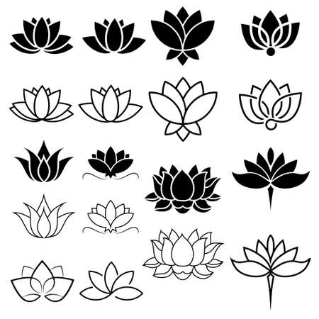 Lotus icon vector set. Harmony illustration sign collection. Buddha flower symbol.のイラスト素材
