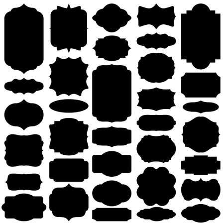 Vintage frames vector icon set. banner illustration symbol collection. border signのイラスト素材