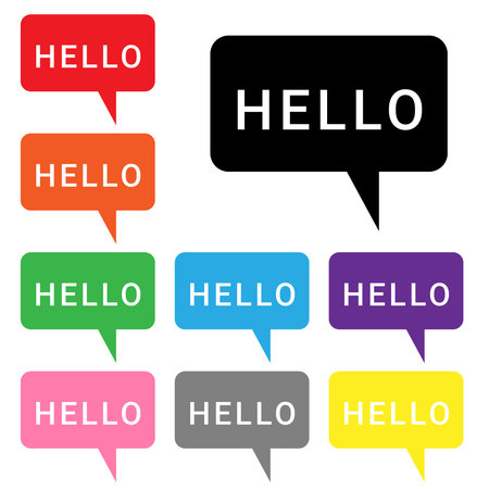 Hello icon vector set. greeting illustrator sign collection. Hi symbol or logo.のイラスト素材