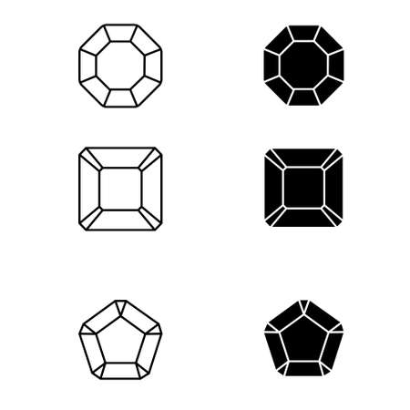 Sapphire precious jewels icon vector set. Geometric gems diamonds illustration sign collection. Gem symbol.のイラスト素材