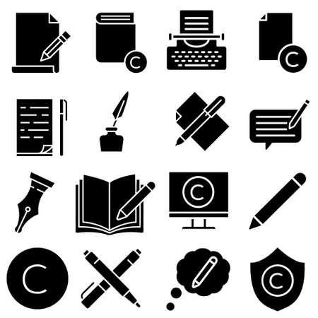 Copyrighting icon vector set. copywriting illustration sign collection. write symbol or logo.のイラスト素材