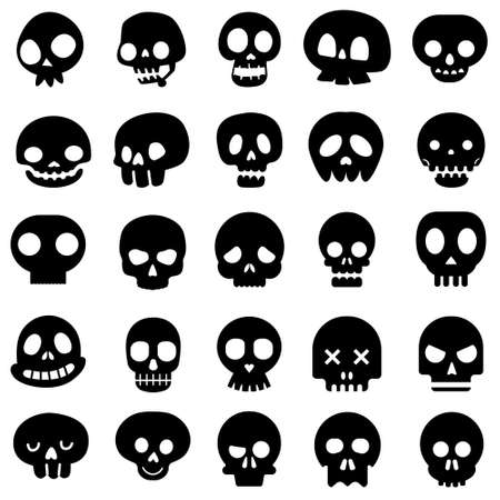 Scull vector icon set. Skeleton illustration symbol collection. Halloween sign.のイラスト素材