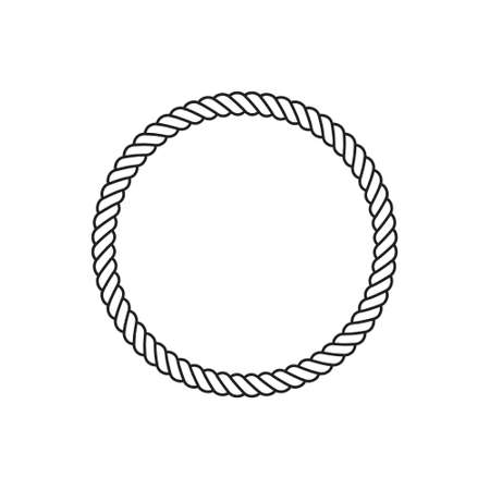 Round rope frames vector icon. Cable circle shapes strength decorative vintage ropes illustration.のイラスト素材