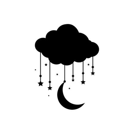 Moon and Stars icon vector set. Night illustration sign collection. dream symbol.のイラスト素材