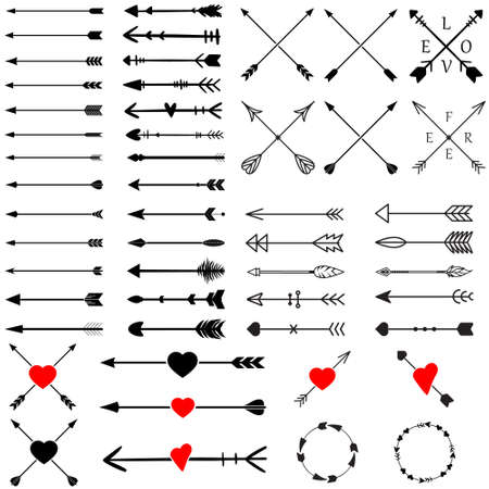 Arrow icon vector set. St. Valentine's Day illustration sign collection. love symbol. Amour logo.のイラスト素材