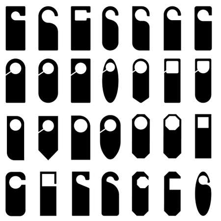 Door hanger icon set. do not disturb illustration sign collection. hotel door tag symbolのイラスト素材