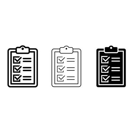 clipboard vector icon set. Health care illustration symbol collection. Analysis sign or logo.のイラスト素材