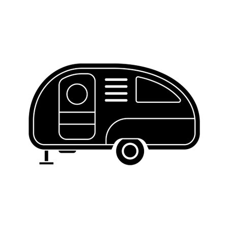 Camper vector icon. Tourist illustration sign. travel symbol. trip logo.のイラスト素材