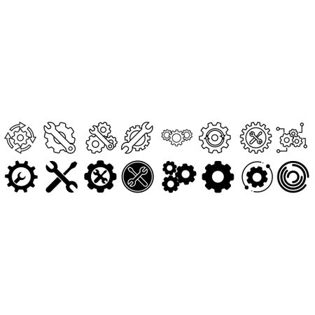 Fix icon vector set. Repair illustration sign collection. installation symbol. settings logo. options mark.のイラスト素材