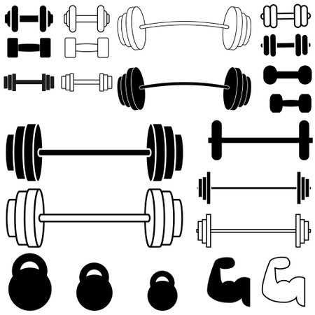 Dumbbell icon vector set. barbell sign collection. body-building symbol. sport logo.のイラスト素材