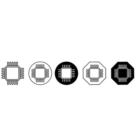 Chip vector icon set. Microchip symbol collection. cpu sign. core logo.のイラスト素材