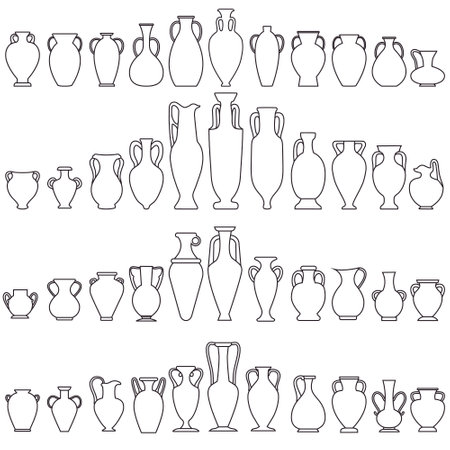 Amphora icon vector set. Jug illustration sign collection. pottery symbol or logo.のイラスト素材