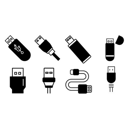 Usb icon vector set. flash drive illustration sign collection. storage symbol.のイラスト素材