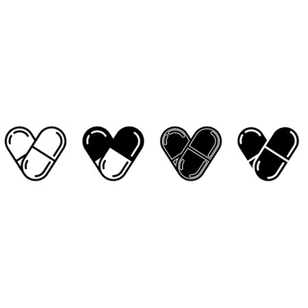 Pill icon vector set. antibiotic illustration sign collection. medicine symbol. drug logo. medical mark.のイラスト素材