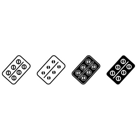 Pill icon vector set. antibiotic illustration sign collection. medicine symbol. drug logo. medical mark.のイラスト素材