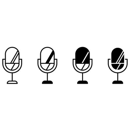 Microphone vector icon set. audio illustration sign collection. broadcast symbol on white background.のイラスト素材