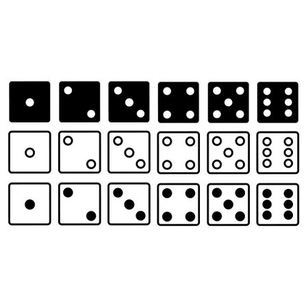 Dice icon vector set. Casino illustration sign collection. Excitement symbol. passion logo.のイラスト素材