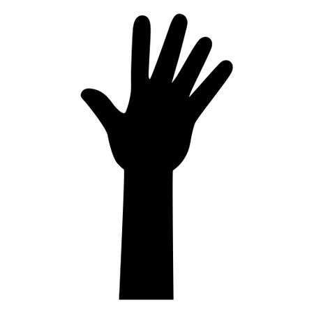 Raised hands icon vector. Hands up illustration sign. palm symbol or logo.のイラスト素材