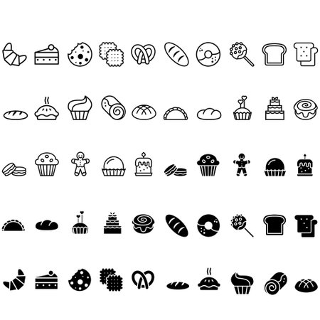 Bakery icon vector set. cooking illustration sign collection. bake symbol. food logo.のイラスト素材
