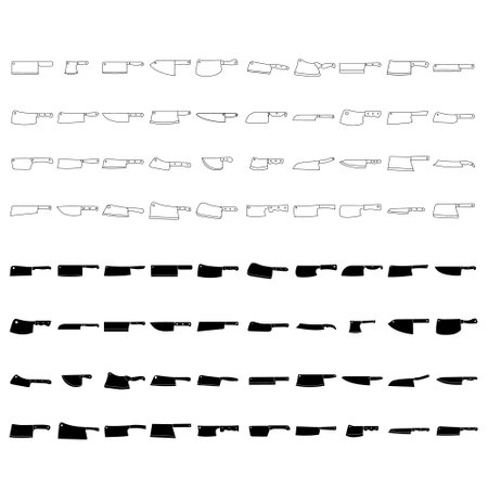 Kitchen knife icon vector set. Cook illustration sign collection. Chef symbol or logo.のイラスト素材