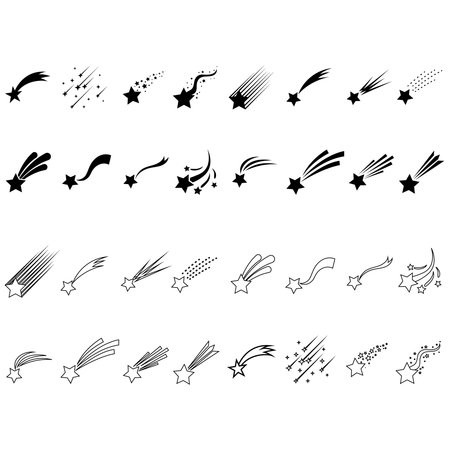 Shooting stars icon vector set. Comet tail or star trail illustration sign collection.のイラスト素材