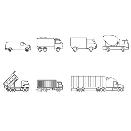 Truck icon vector set. transportation of goods illustration sign collection. Cargo transportation symbol or logo.のイラスト素材