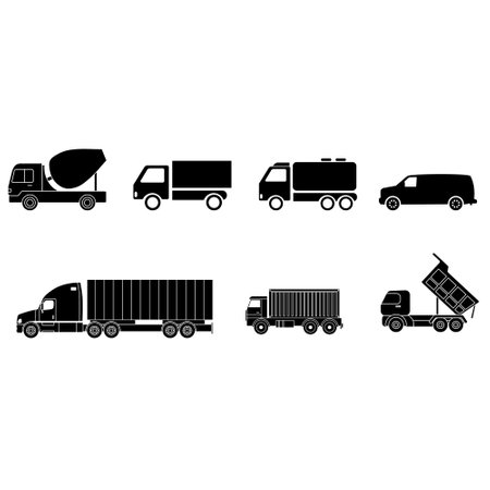 Truck icon vector set. transportation of goods illustration sign collection. Cargo transportation symbol or logo.のイラスト素材