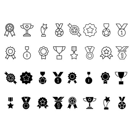 Premium award icon vector set. High quality illustration sign collection. trophy symbol. winner logo.のイラスト素材